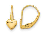14K Yellow Gold Heart Leverback Polished Earrings